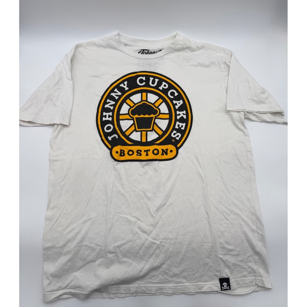 Johnny Cupcakes Boston Bakery Bruins T-Shirt Mens Large Rare White Hockey NHL